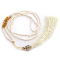 Necklace Happy Budha tassel white