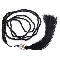Necklace Happy Budha tassel black