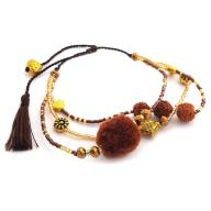 Bracelet beads Pompom brown
