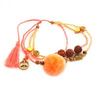 Bracelet beads Pompom peach