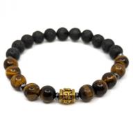 Bracelet lava tigereye beads