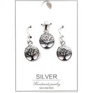 silver 925 tree of life earring set