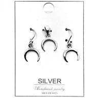 silver 925 moon earring set