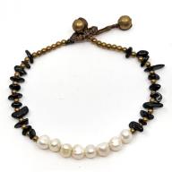 Bracelet brass beads onyx