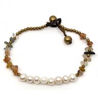 Bracelet brass beads Jade